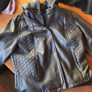 Grey Mo-Ka Faux Leather Jacket
